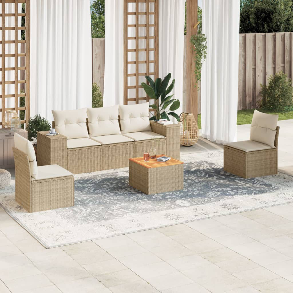 Vidaxl 6-Tlg. Garten-Sofagarnitur mit Kissen Grau Polyrattan