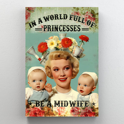 «Woman Be A Midwife», reproduction d'art rectangulaire sur toile tendue 1 pièce