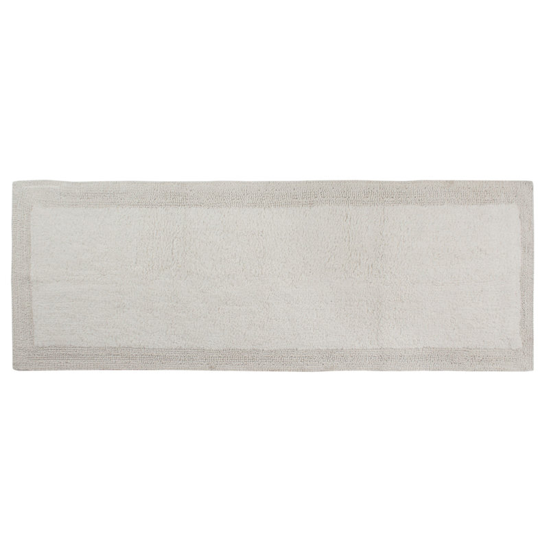 Bruss Luxury Solid Color Bath Rug Reversible, Ivory, 21" W x 54" L