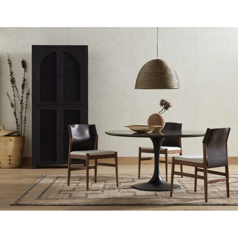 Lulu Side Chair in Espresso/Cardiff Cream, Brown Leather Blend//Cardiff Cream