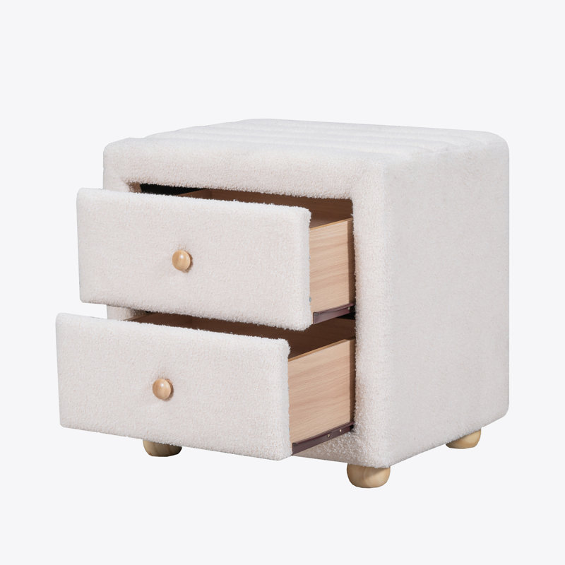Table de chevet à 2 tiroirs Laerica, Beige
