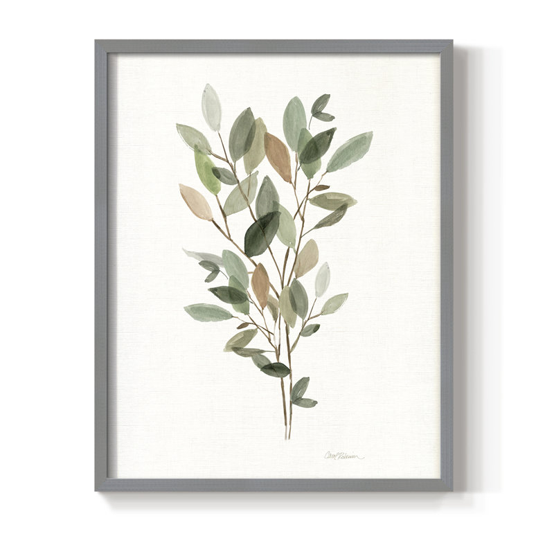 «Leafy Botanical II», reproduction encadrée - bois massif, Gris, H 30 po x l 24 po