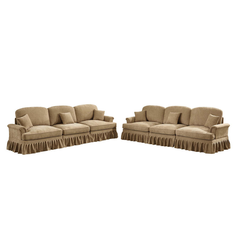 Canapé-lit classique avec accoudoirs évasés, volants amovibles et pieds fuselés, canapé modulaire confortable pour divers espaces de vie
