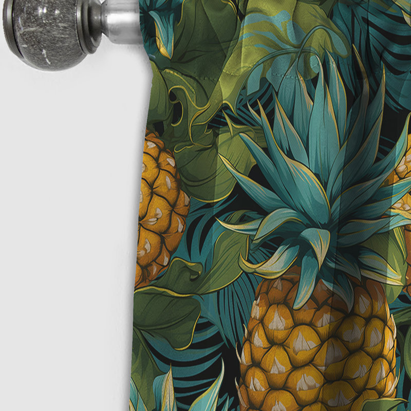 Pineapple Serenity - motif tropical III - Rideau à motif floral - Rideau occultant - 1 panneau, L 52 po x L 63 po