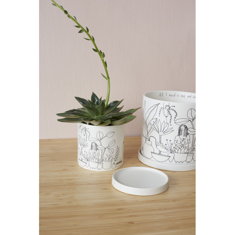 Ceramic Planter, 4.75" H x 4.75" W x 4.75" D