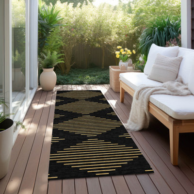 Machine Washable Indoor/Outdoor Chayden ACN1017 Black Rug