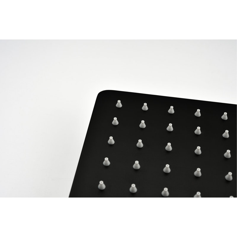 Composant de douche de luxe noir mat - tête de pluie de 10 po et poche, mélangeur de pluie pour la salle de bain, buse autonettoyante, laiton, fixation murale