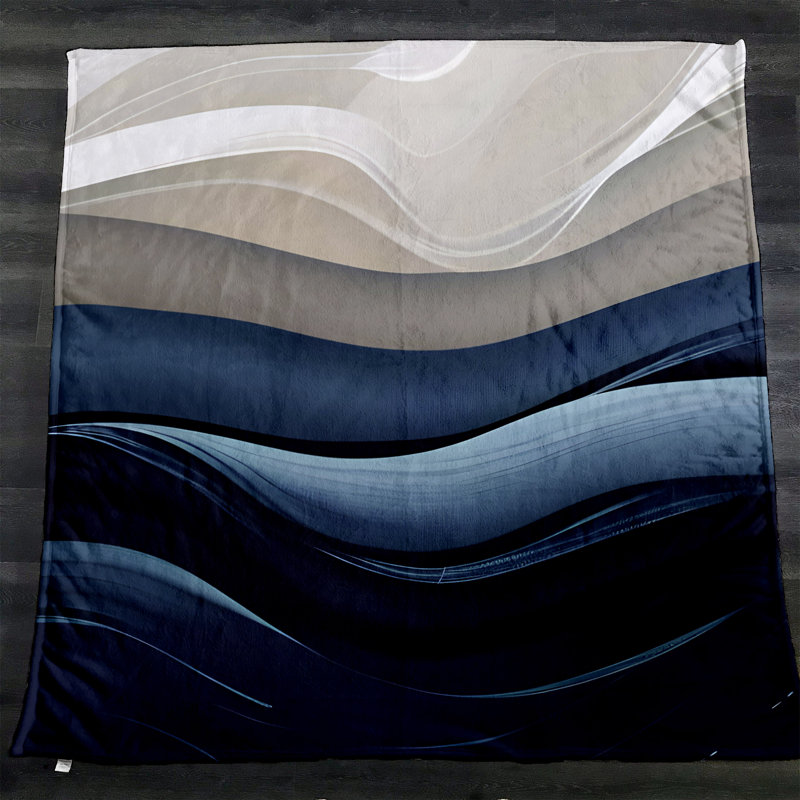 Throw Blanket, 51" W x 60" L, Striped/Abstract, Blue/Gray