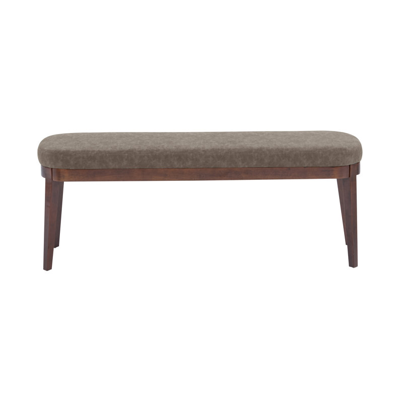 Oceane Carlton PU Leather Upholstered Wooden Bench, Brown, Walnut