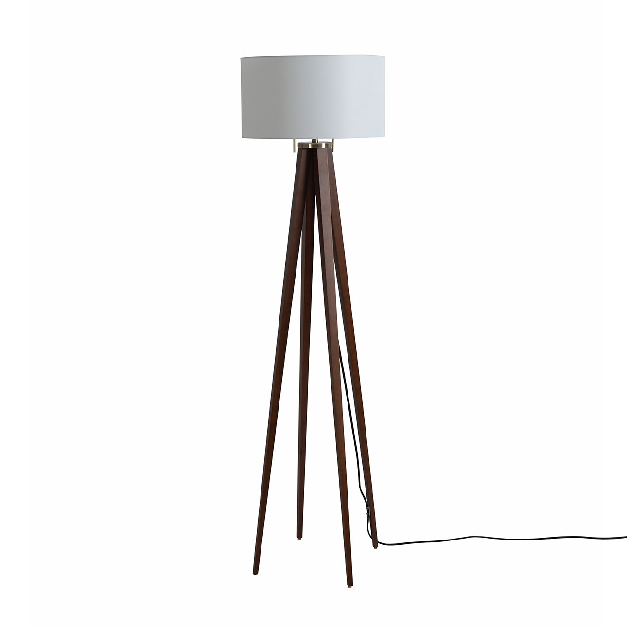 Quattro 61" Linen Floor Lamp, Dark Walnut