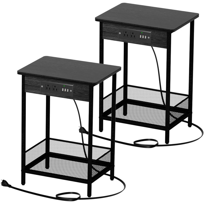 Table de chevet en métal Aisah, Noir