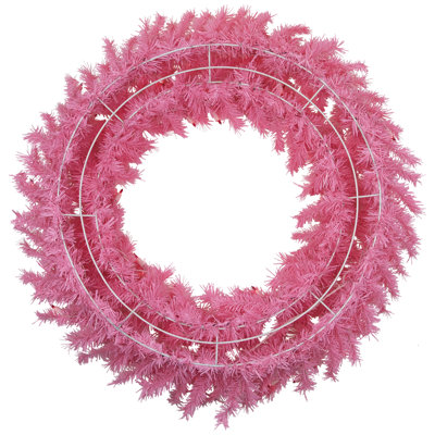 36" Pre-Lit Pink Spruce Artificial Christmas Wreath Pink Lights