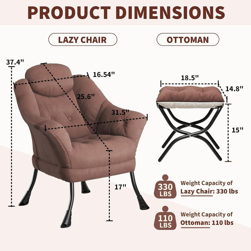 Upholstered Armchair, Brown