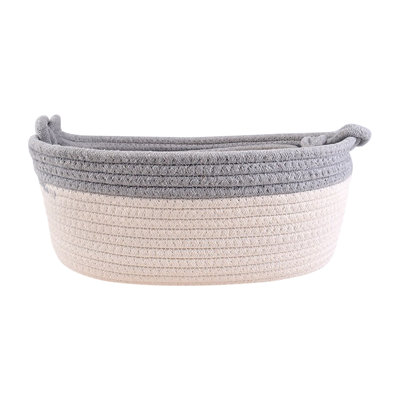 Woven Cotton Rope Basket Fabric Basket for Organisation and Storage, Small Laundry Basket for Desktop Storage, Living Room Clutter Storage