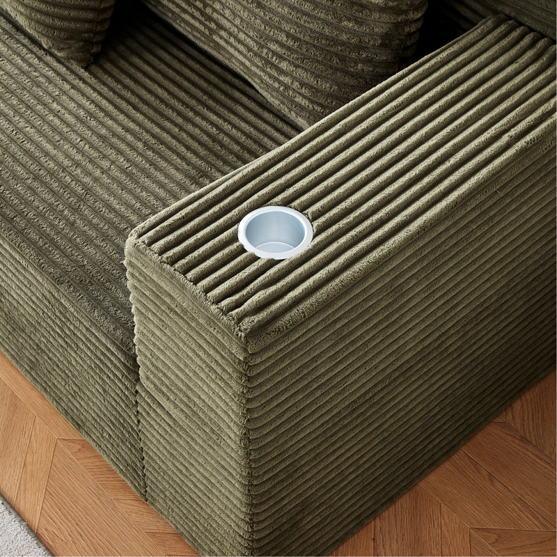 Canapé modulaire rembourré avec porte-gobelets, Vert