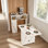 Table de salle à manger pliante et buffet de rangement avec station de charge, table de cuisine multifonctionnelle peu encombrante avec roues