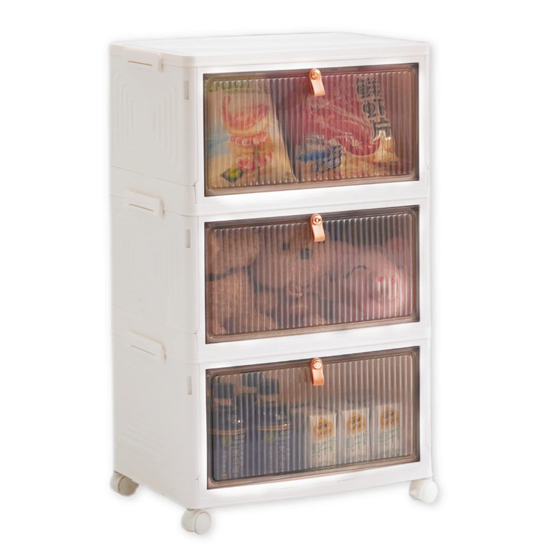 Nanika 3 Drawer Stackable Drawer with Locking Wheels