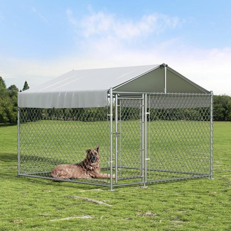 Grand chenil d'extérieur avec housse imperméable pour protection UV, H 59,1 po x l 78,5 po x P 78,5 po