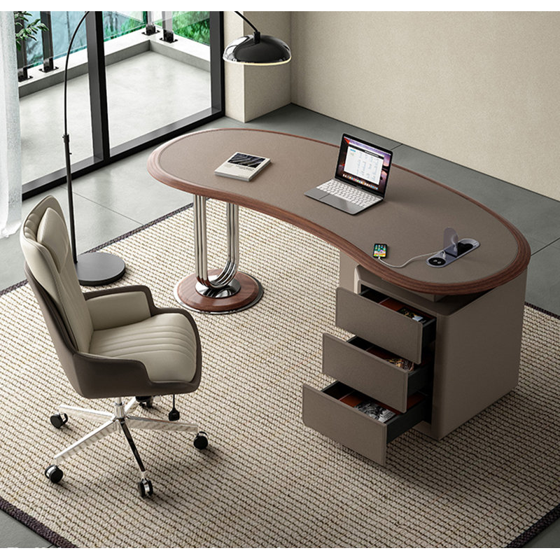 Bureau multifonctionnel de luxe moderne à lumière minimaliste, H 29,5 po x l 63 po x P 27,6 po