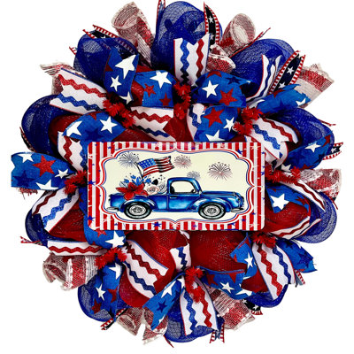 Patriotic Cruising America 24" Deco Mesh Wreath