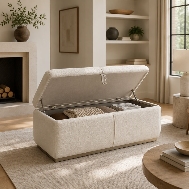 Repose-pieds Velours, Beige, Beige