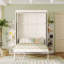 Lit escamotable double rotatif avec armoire murale cachée, deux tablettes latérales à 3 niveaux, bureau convertible, supports de rangement supplémentaires, lit mural multifonctionnel peu encombrant pour le bureau à domicile et les petites pièces, blanc-133218366