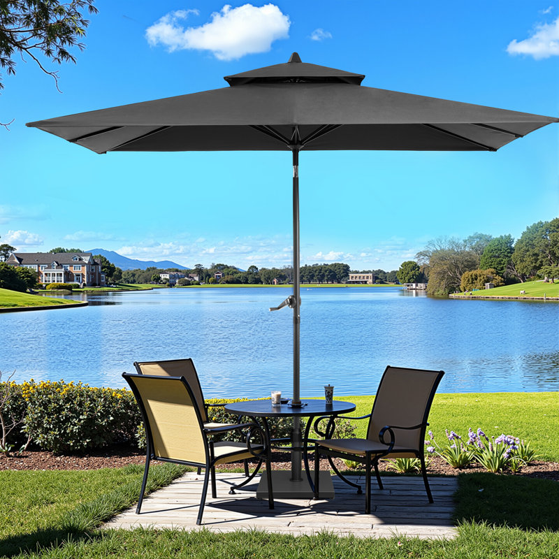 Parasol de marché rectangulaire 59 po x 106 po, base lestée incluse, Noir