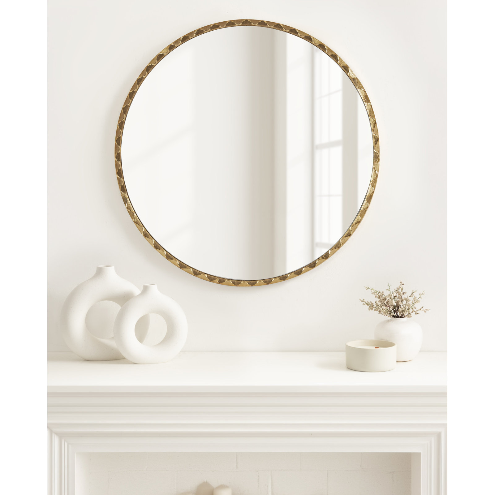 Aurelia Rippled Round Bathroom Mirror