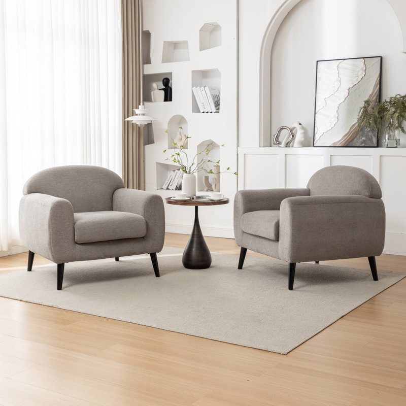 Chaise d'appoint rembourrée avec accoudoirs ronds Deivi, Polyester taupe