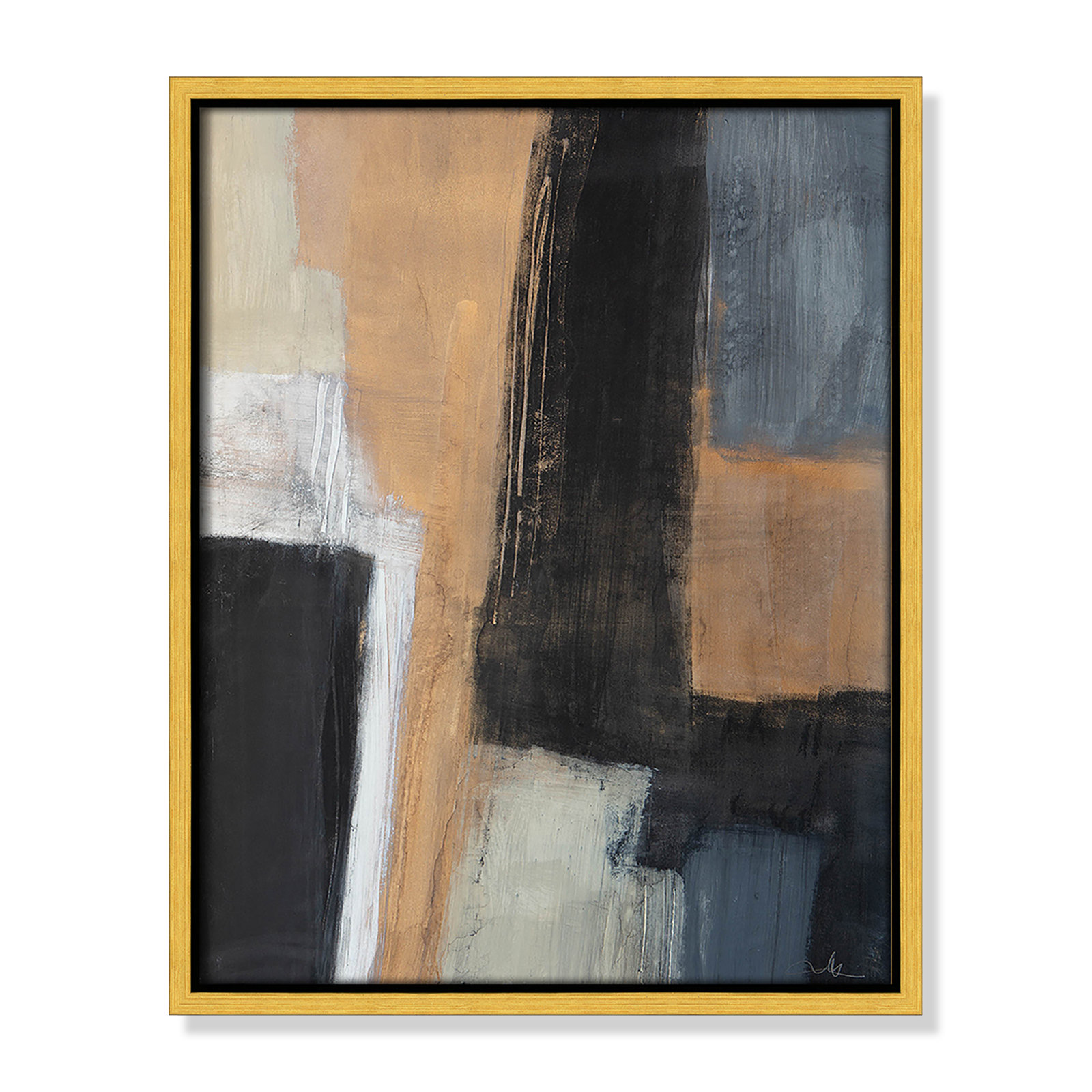 Calderon "Metallic Slate I" Print, 15.5" H x 12.5" W  x 2" D, Gold