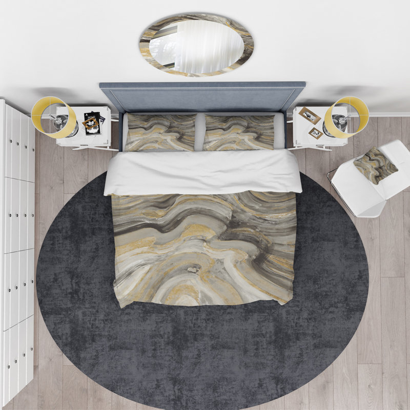 Glam Gold Canion - Ensemble de housse de couette moderne et transitionnel - Microfibre de polyester