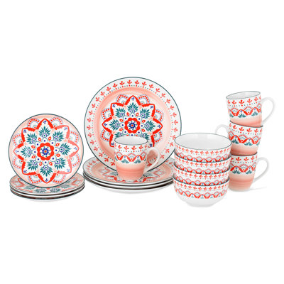 Argie Porcelain China Dinnerware Set 16 Piece - Service for 4