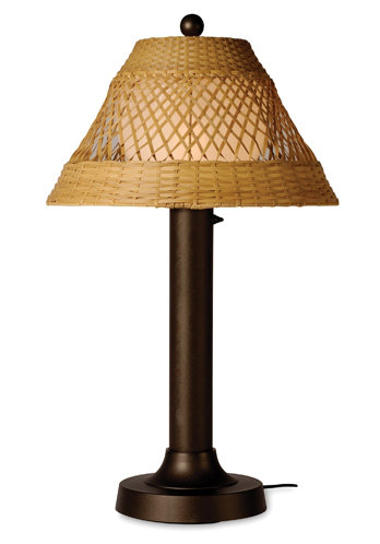 Lauri Outdoor Floor Lamp, Antique Honey, 34" H x 20" W x 20" D, Brown/Bronze