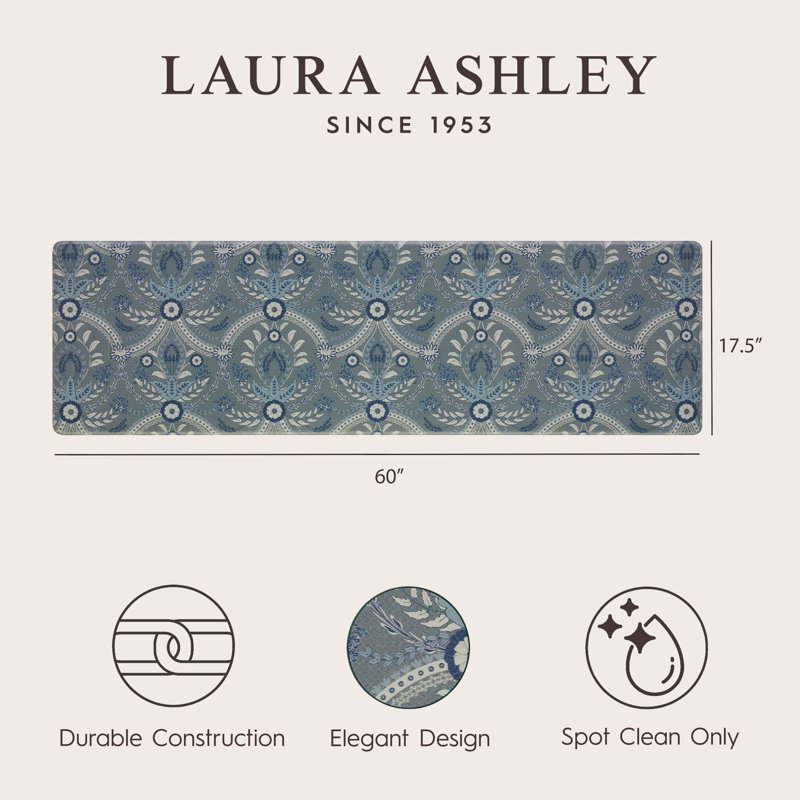Blue Damask PVC Anti-Fatigue Wellness Mat