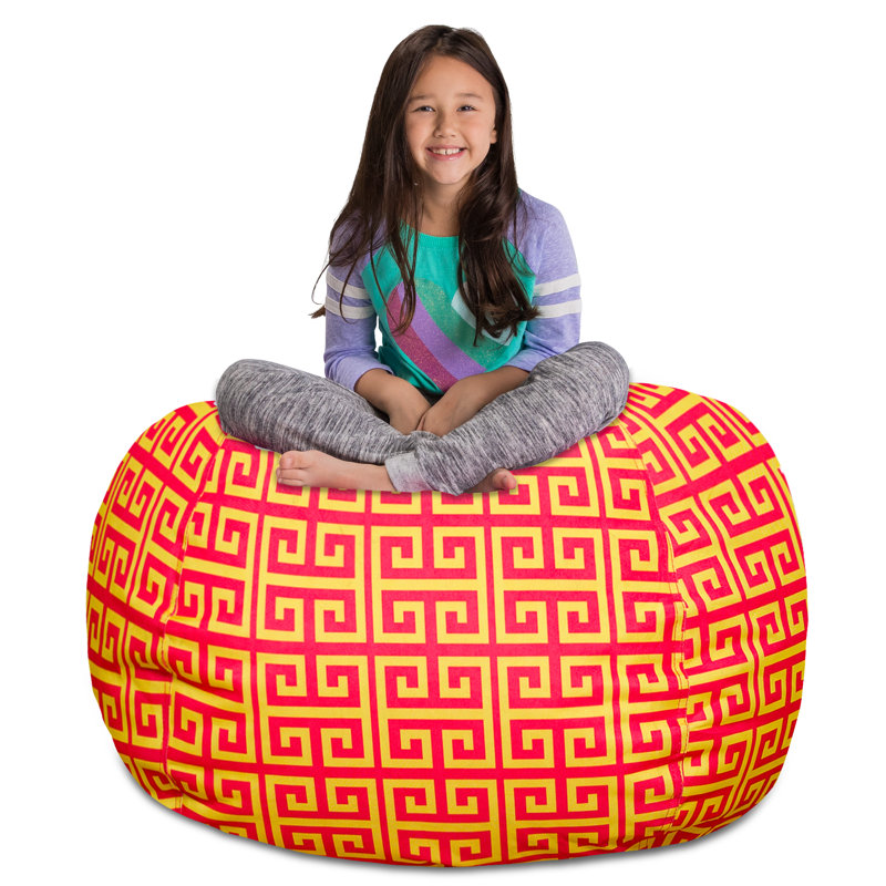 Housse pour fauteuil à billes Kids, Très grand - 48 po, Motif de volutes rouge et jaune