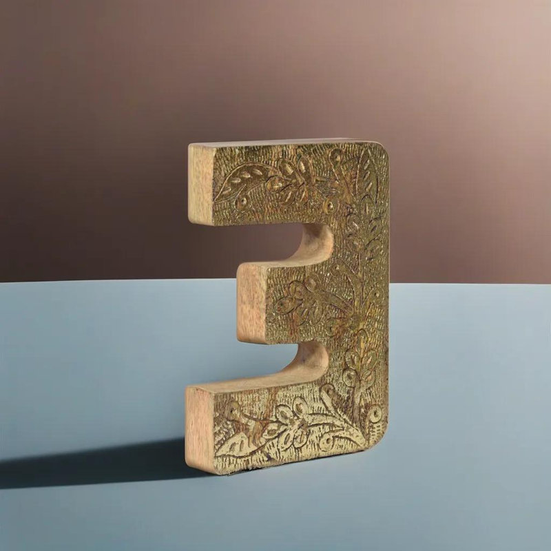 Haddam Text & Numbers Letter Block, Gold, 3