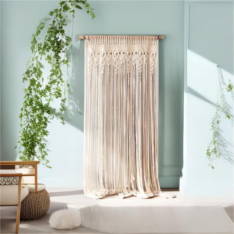Macrame Curtain Wall Hanging Handmade Boho Curtains For Wedding Backdrop Arch Closet Room Divider Boho Wall Decor 40"X80"