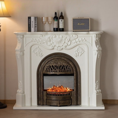French Solid Wood Fireplace TV Cabinet