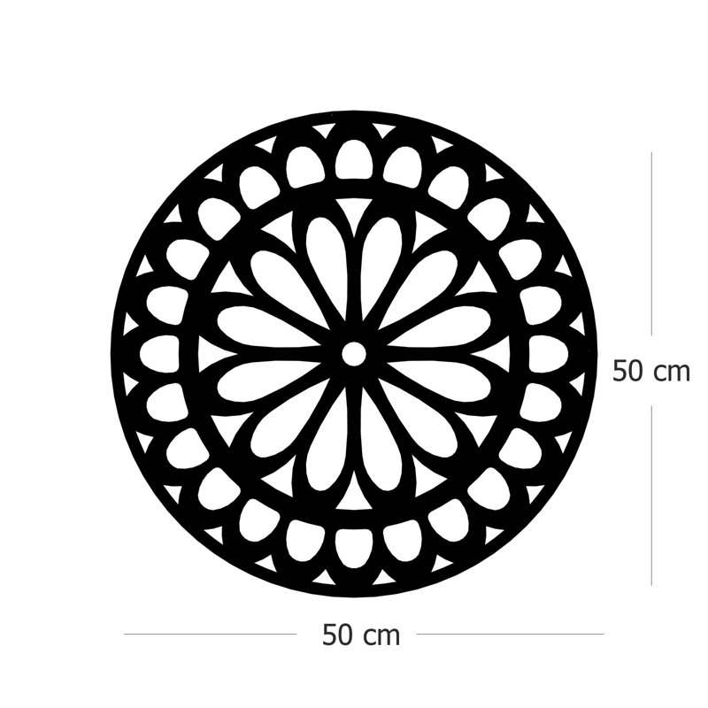 Elegant Decorative Metal Wall Accessory, Black Finish, 19.7 x 19.7 inches | 100% Metal, Thickness: 0.08 inches | Easy Wall Mounting with Back Hanger | Perfect for Modern Home Decor & Unique Art Display