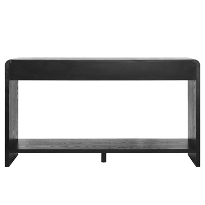 Modern 3 - Drawer Console Table With Vertical Groove And Rounded Corners, Suitable For Residential Entryway Black Frame, Wood Craftsmanship, Stable Base Frame Round Edge Slats, Ideal Hallway Solid