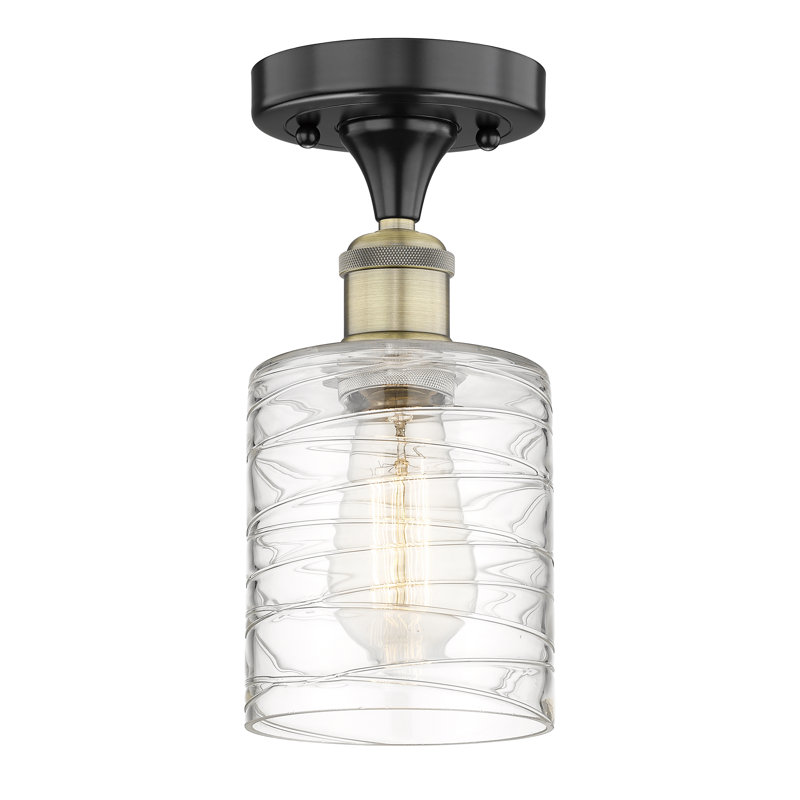 Plafonnier semi-encastré en verre Vasilja, Laiton antique noir