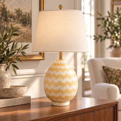 Handcrafted Cream Bone Table Lamp Base 