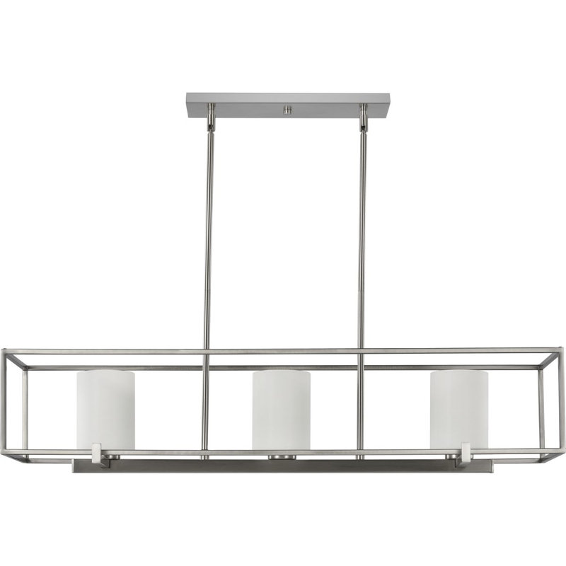 Lustre linéaire unique à 3 lumières Alexi, Nickel brossé