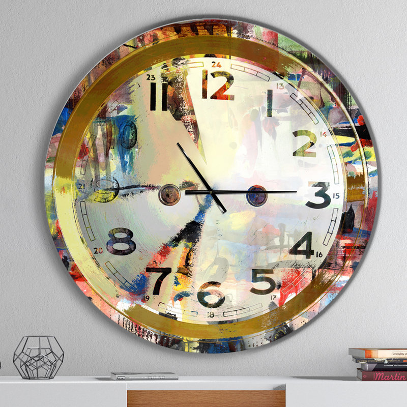 Les gens et le temps, aquarelle acrylique - horloge murale moderne, Surdimensionné