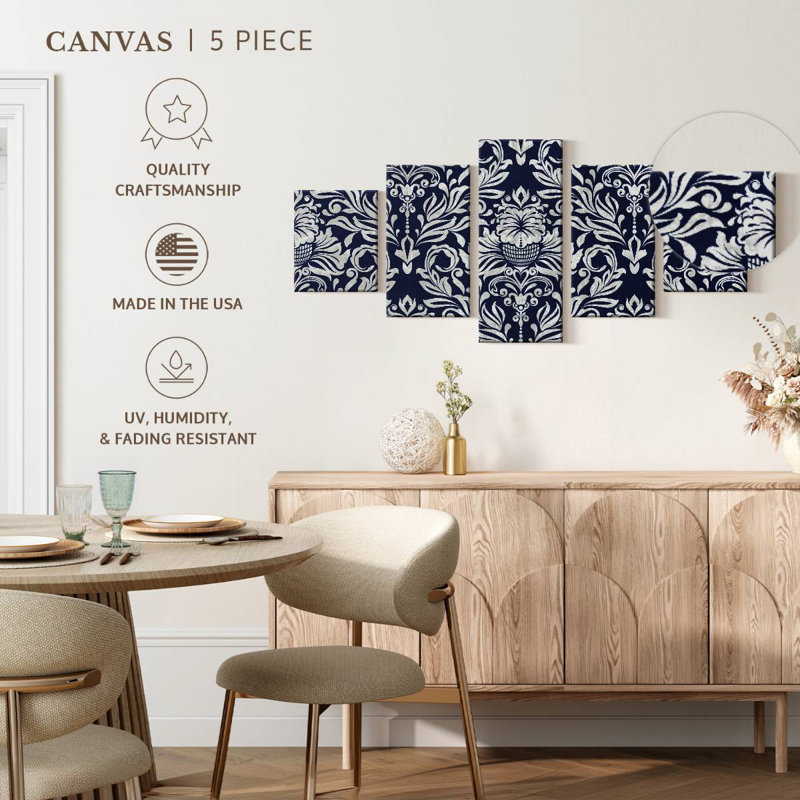 Fleurs de damas royales, H 42 po x l 92 po