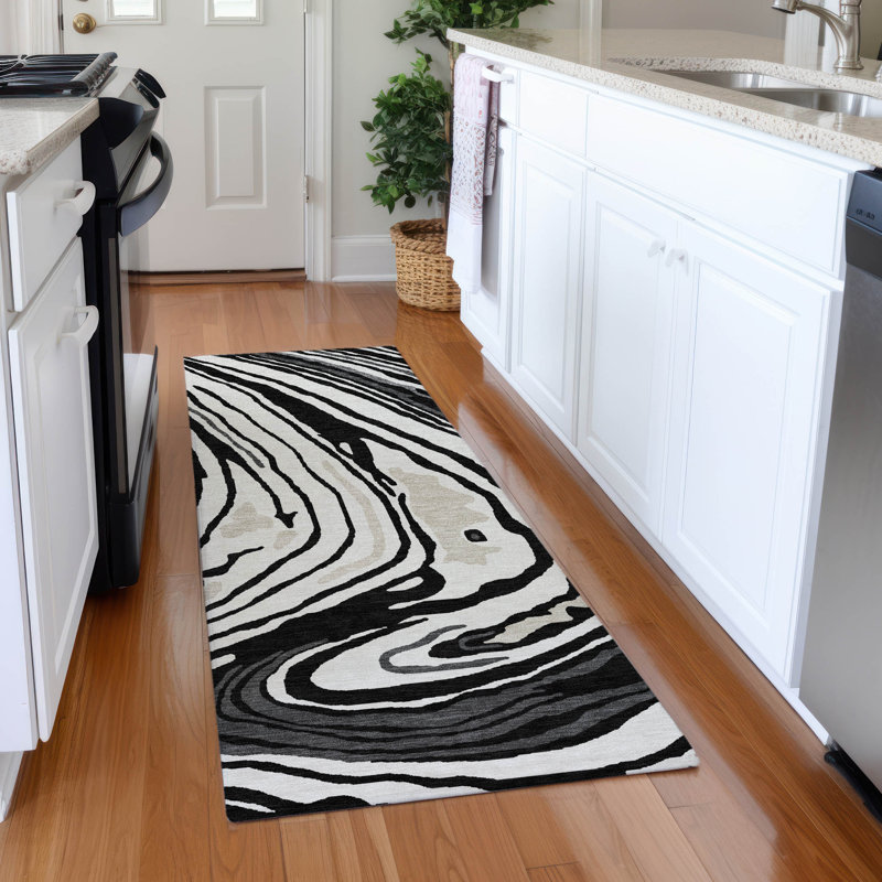 Premium Machine Washable Cossette AMF1051 Swirls Rug, Runner 2'3" x 7'6"