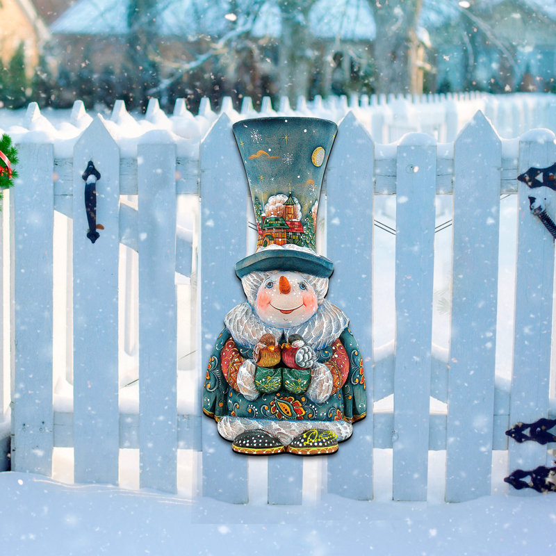 Accent décoratif en bois de l’ancien monde et de Noël bonhomme de neige