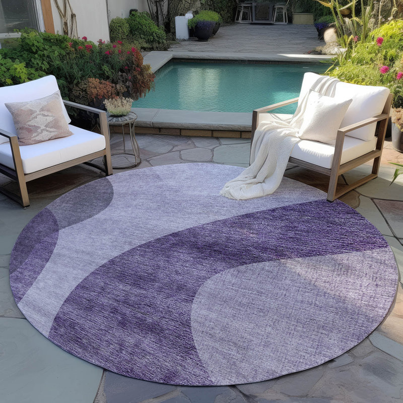 Fargo Washable Abstract Indoor / Outdoor Rug, Round 8'