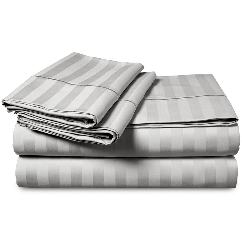 Microfibre 250 Thread Count Reversible Stripe Duvet Cover set for rooms, Grey, Super King - 2 Standard Pillowcases