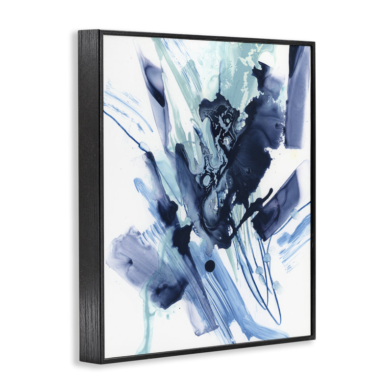 «Restless Blue Splash», art de la giclée encadrée par June Erica Vess, Giclée encadrée noir minuit, H 14 po x l 11 po